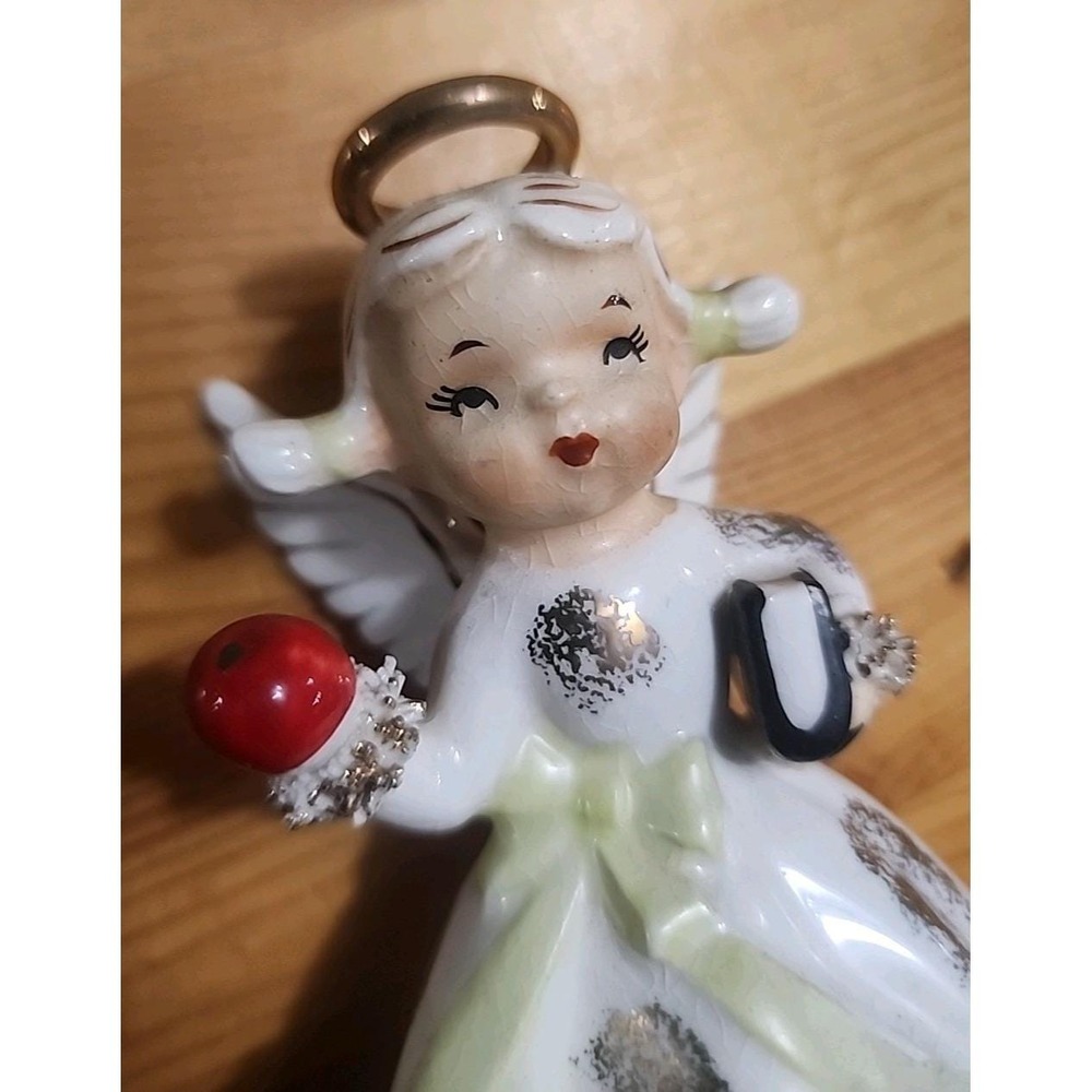 Leftin September Angel Ceramic Spaghetti‎ Figurine Made In Japan Vintage 4.5in